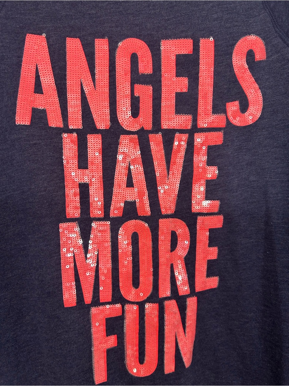 Victoria's Secret Navy zip up sweater  with Coral Sequin Lettering